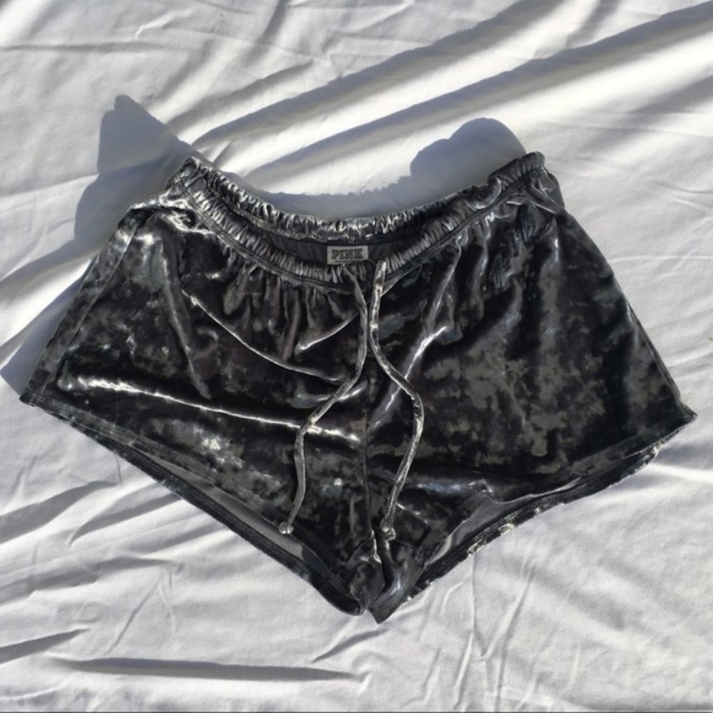 PINK Victoria’s secret grey crushed velvet shorts